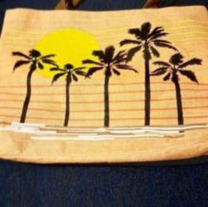 Pink Palm tree Beach bag